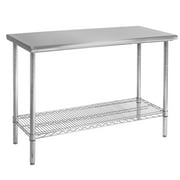Seville Classics NSF Commercial Stainless Solid Steel Top Work Table Island Utility Cart, 49" W x 24" D x 35.5" H