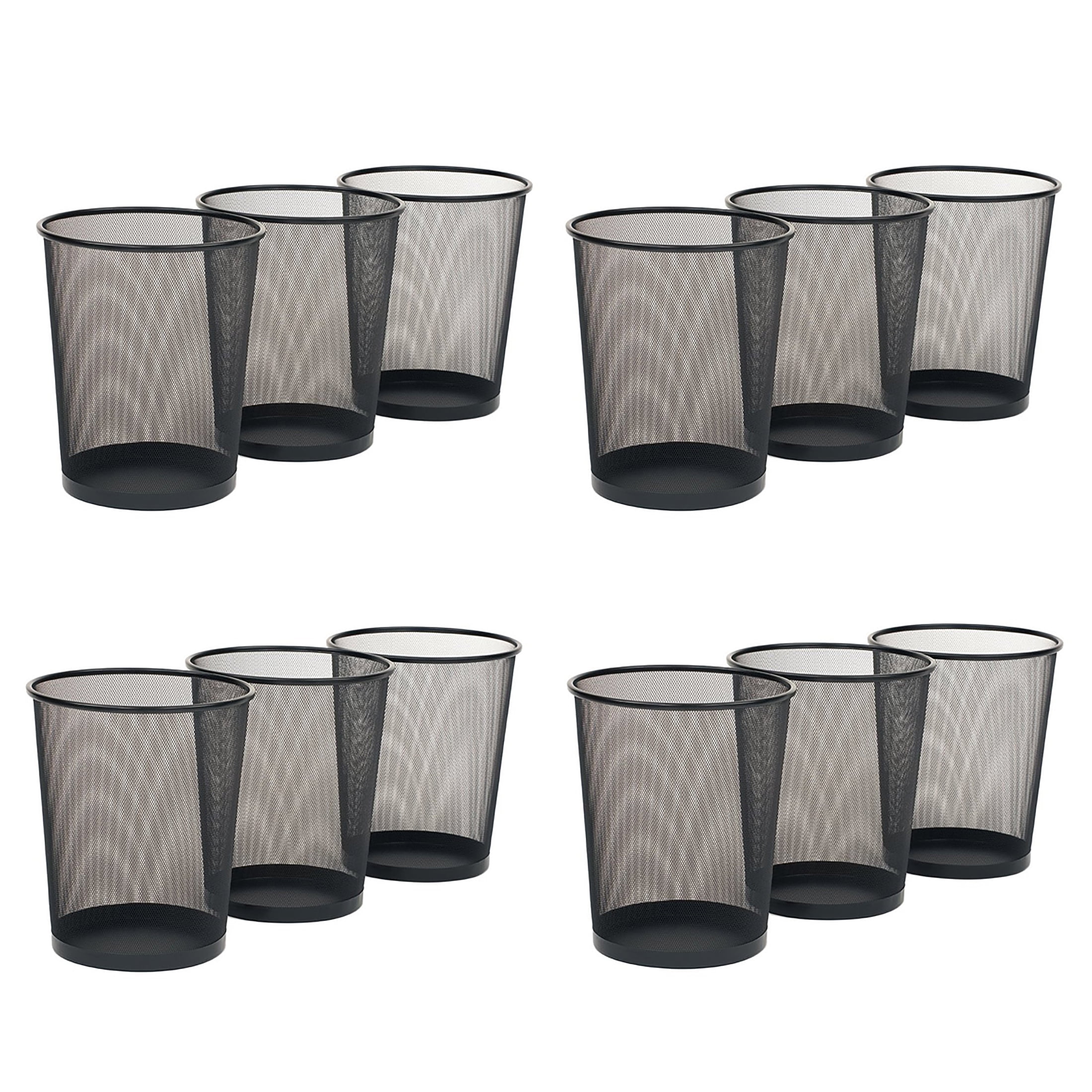 Seville Classics Round Mesh Wastebasket Recycling Bin, 12" x 14", Black