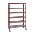 thumbnail image 1 of Seville Classics Solid Steel Wire Shelving Storage Unit Adjustable Shelves Organizer Rack, for Home, Kitchen, Office, Garage, Bedroom, Closet, Red, 6-Tier, 48" W x 18" D x 75.5” H, 1 of 5