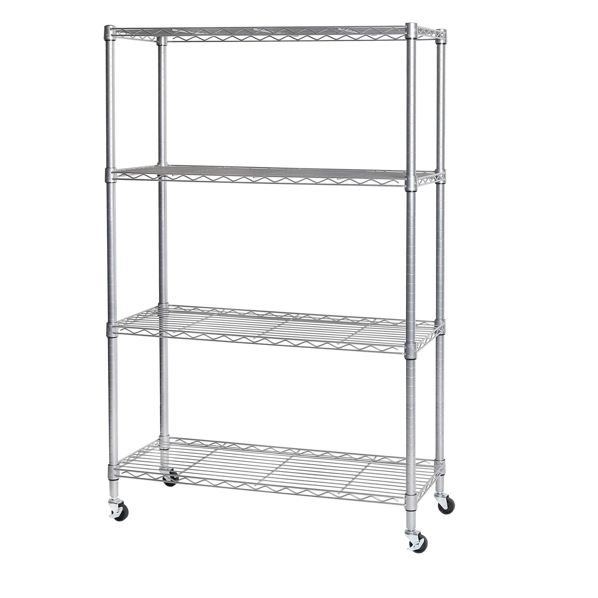Adjustable Silver Steel Wire Shelving Unit with Wheels