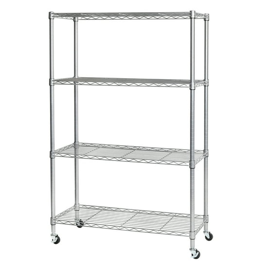 Seville Classics Solid Steel Wire Shelving Storage Unit Adjustable Shelves Organizer Rack, for Home, Kitchen, Office, Garage, Bedroom, Closet, Silver, 4-Tier, 36" W x 14" D