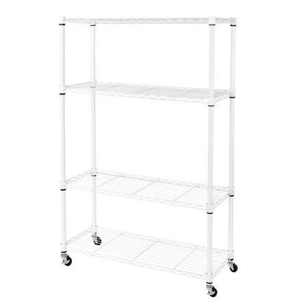 Seville Classics Solid Steel Wire Shelving Storage Unit Adjustable Shelves Organizer Rack, for Home, Kitchen, Office, Garage, Bedroom, Closet, White, 4-Tier, 36" W x 14" D