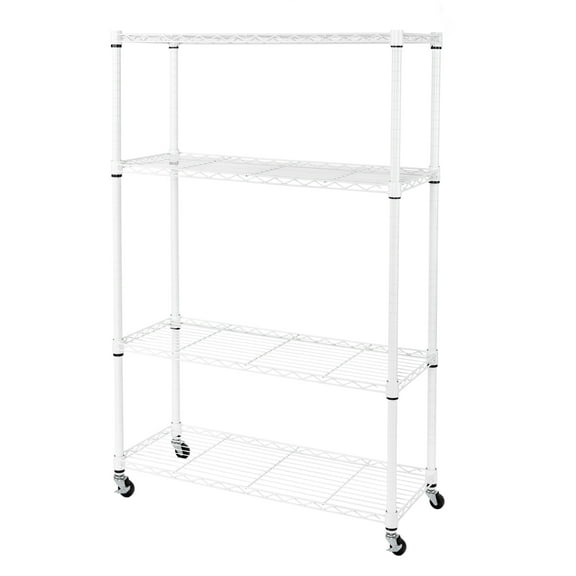 Seville Classics Solid Steel Wire Shelving Storage Unit Adjustable Shelves Organizer Rack, for Home, Kitchen, Office, Garage, Bedroom, Closet, White, 4-Tier, 36" W x 14" D