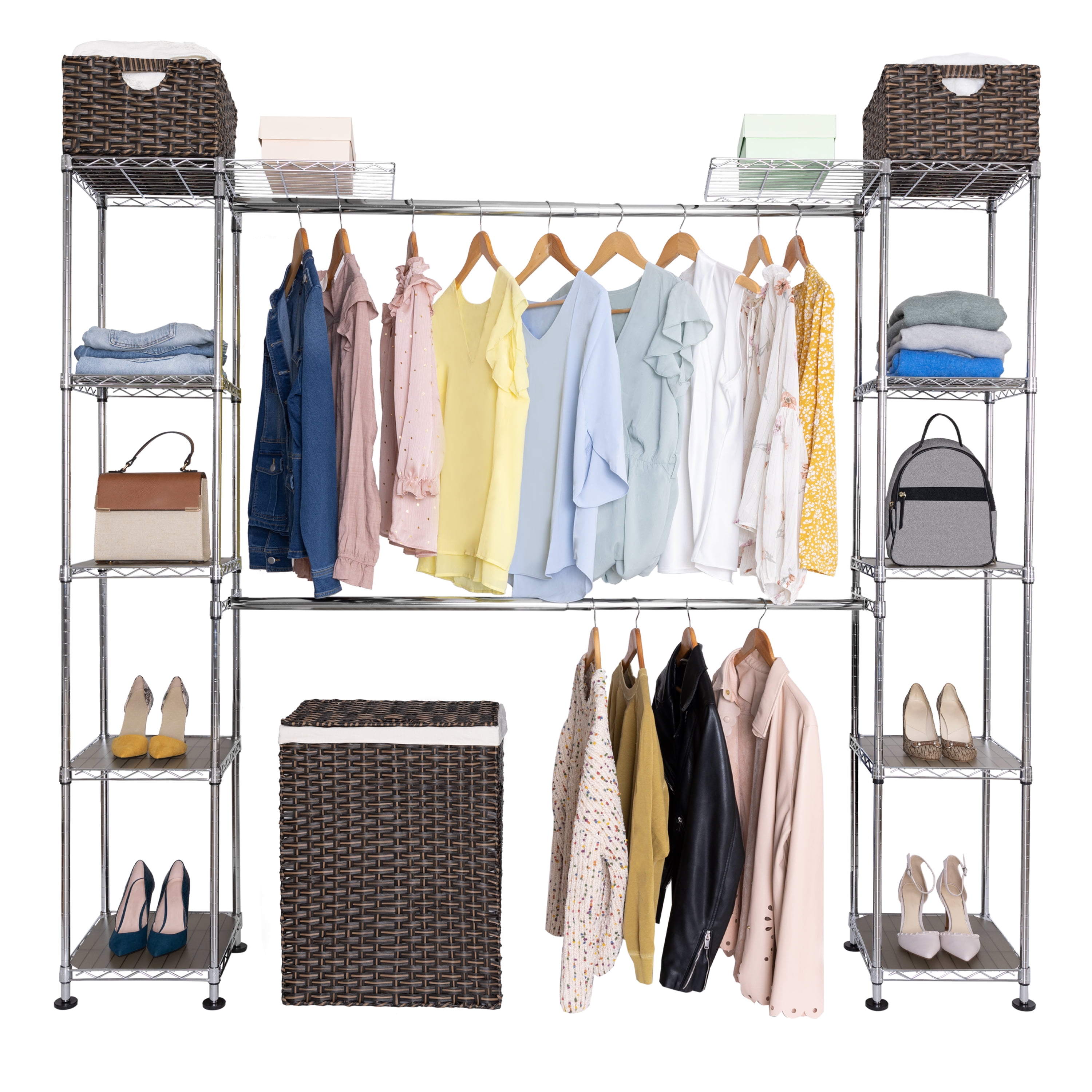 Seville Classics Steel Wire Shelf Metal Shelving Storage Clothes Racks Expandable Closet Organization System Chrome Walmart