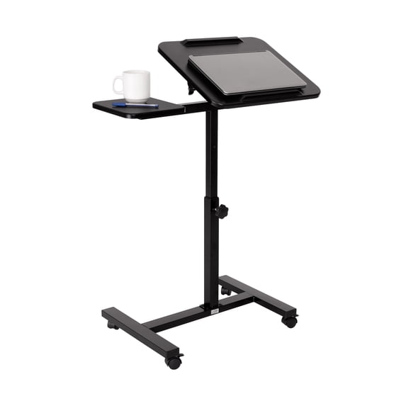 Seville Classics Tilting Sit-Stand Computer Desk Cart with Mouse Pad Table, Height-Adjustable from 27.5" to 40" H, Black