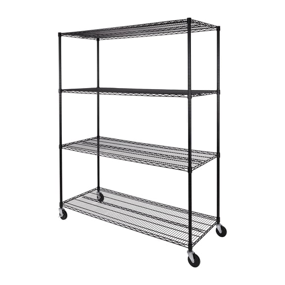 Seville Classics UltraDurable 4-Tier NSF Steel Wire Shelving, 60" W x 24" D x 76" H, Black