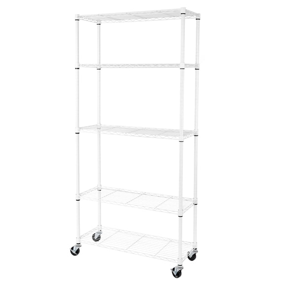 Seville Classics UltraDurable® 5-Tier NSF Steel Wire Shelving, 36" W x 14" D, White