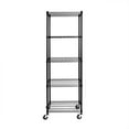 "Seville Classics UltraDurable 5Tier Black Steel Wire Shelving Unit with Heavy Duty Rollers, 24