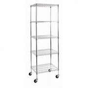 Seville Classics UltraDurable Commercial-Grade 5-Tier NSF-Certified Steel Wire Shelving with Wheels, 24" x 18" Chrome