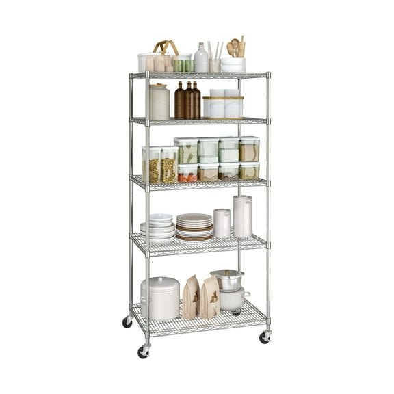 Seville Classics UltraDurable® 5-Tier NSF Steel Wire Shelving, 36" W x 24" D, Plated Steel