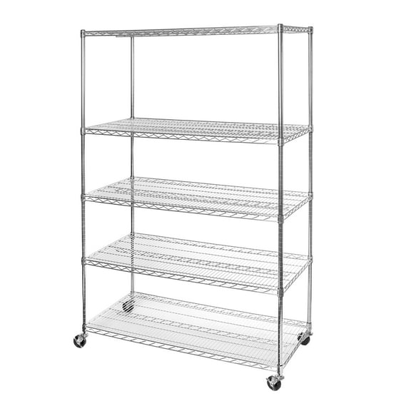 Seville Classics UltraDurable® 5-Tier NSF Steel Wire Shelving, 48" W x 24" D, Plated Steel