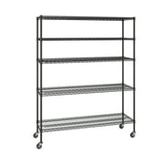 Seville Classics UltraDurable Commercial-Grade 5-Tier NSF-Certified Steel Wire Shelving with Wheels, 60" x 18", Black