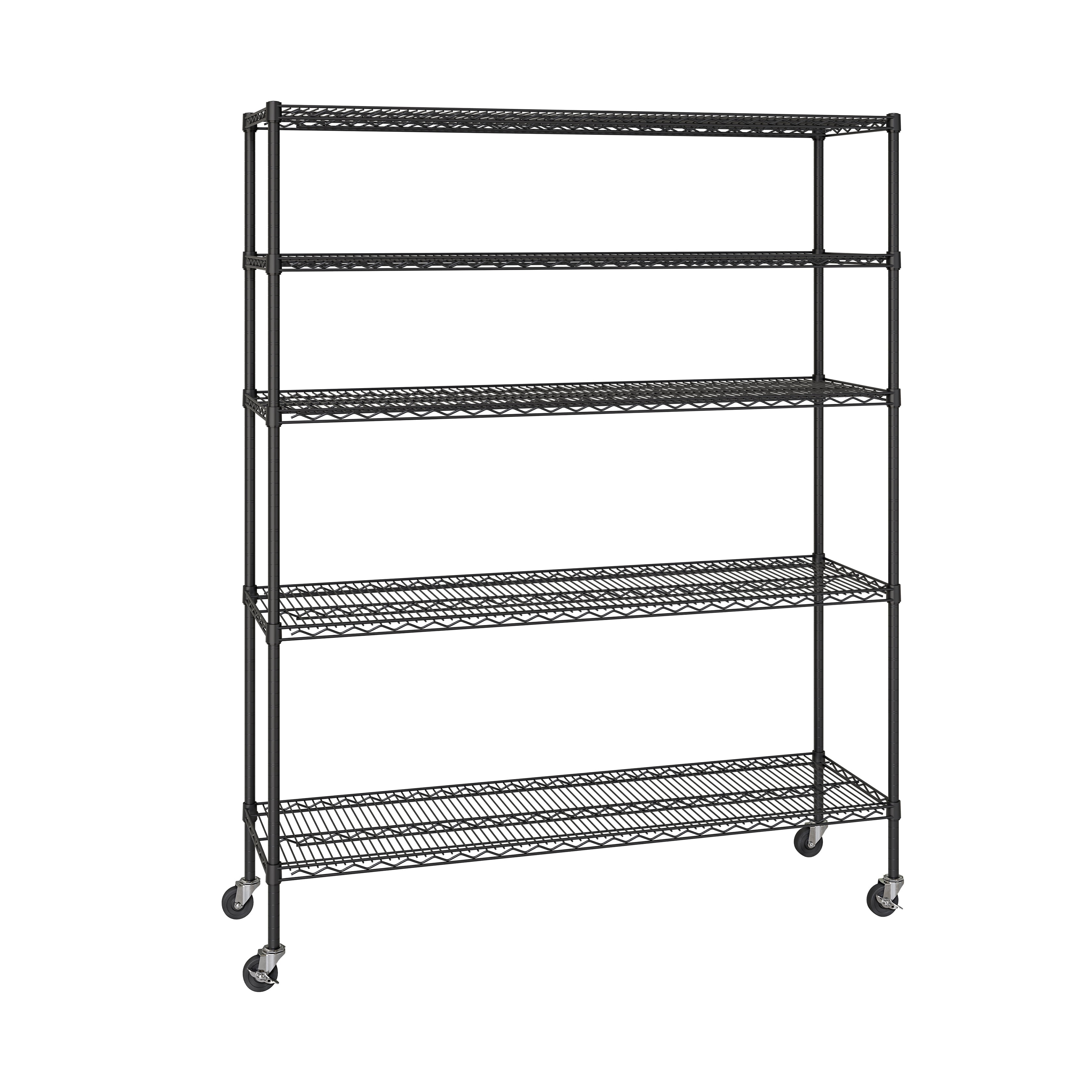 Seville Classics UltraDurable Commercial-Grade 5-Tier NSF-Certified Steel Wire Shelving with Wheels, 60" x 18", Black