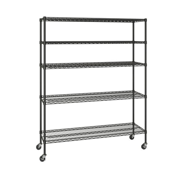 Seville Classics UltraDurable® 5-Tier NSF Steel Wire Shelving, 60" W x 18" D, Black