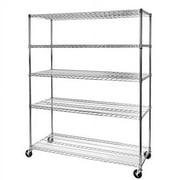 Seville Classics UltraDurable Commercial-Grade 5-Tier NSF-Certified Steel Wire Shelving with Wheels, 60" x 24", Chrome