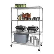 Seville Classics UltraDurable Commercial-Grade 5-Tier NSF-Certified Steel Wire Shelving with Wheels 60" x 24", Silver