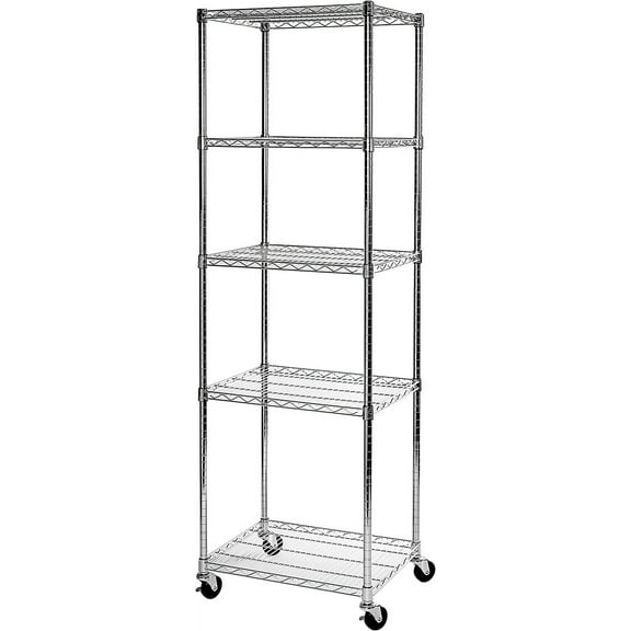 Seville Classics UltraDurable Heavy Duty NSF Solid Steel Wire Rack Storage Unit Organizer for Garage, Warehouse, Office, Restaurant, Classroom, Kitchen, 5-Tier Shelving, 24" W x 18" D