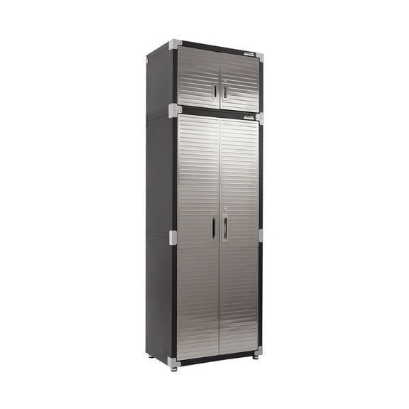 Seville Classics UltraHD 2-Piece Heavy Duty Mega Solid Steel Metal 2-Door Lockable Stacker Wall Storage Cabinet Set , 30" W x 18" D x 90.5" H, Graphite