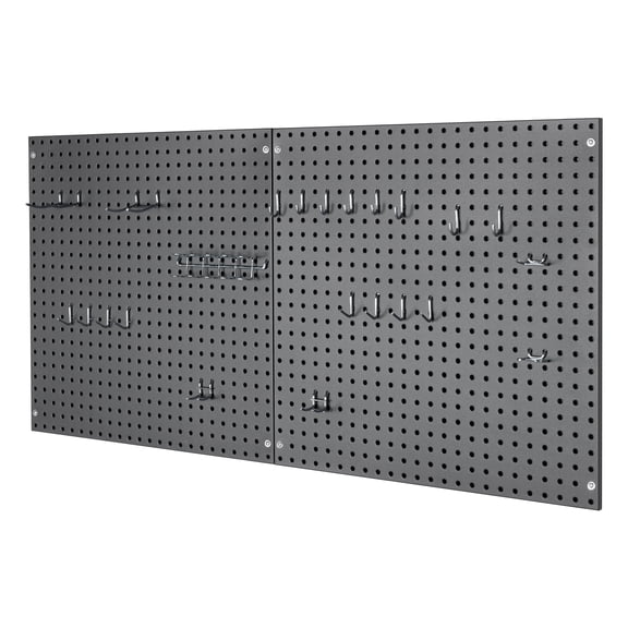 Seville Classics UltraHD® 2-Piece Pegboard Set w/ 23 Piece Hook Assortment, 24" W x 24" D, Graphite