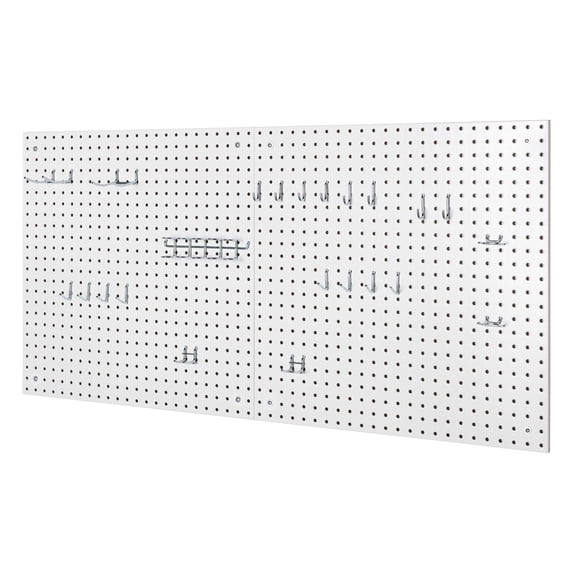 Seville Classics UltraHD® 2-Piece Pegboard Set w/ 23 Piece Hook Assortment, 24" W x 24" D, White