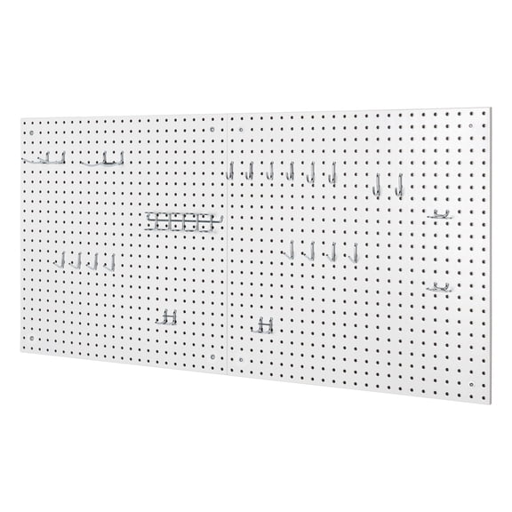 Seville Classics UltraHD® 2-Piece Pegboard Set w/ 23 Piece Hook Assortment, 24" W x 24" D, White