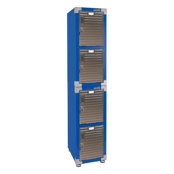 Seville Classics UltraHD® 4-Door Stackable Locker Cabinet, Blue, 15" W x 18" D