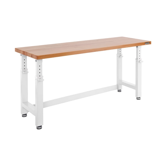 Seville Classics UltraHD Adjustable Height Workbench, White, 72" W x 25" D x 28.5" - 42" H
