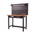 thumbnail image 1 of Seville Classics UltraHD® Heavy Duty Commercial Lighted Workcenter Workbench w/ Wood Top and Pegboard, Graphite, 48" W x 24" D x 65.5" H, 1 of 16