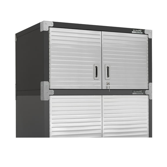 Seville Classics UltraHD® Stacking Top Steel Body Lockable Storage Cabinet Organizer Shelving Unit, 36" W x 24" D x 18.5" H, Graphite