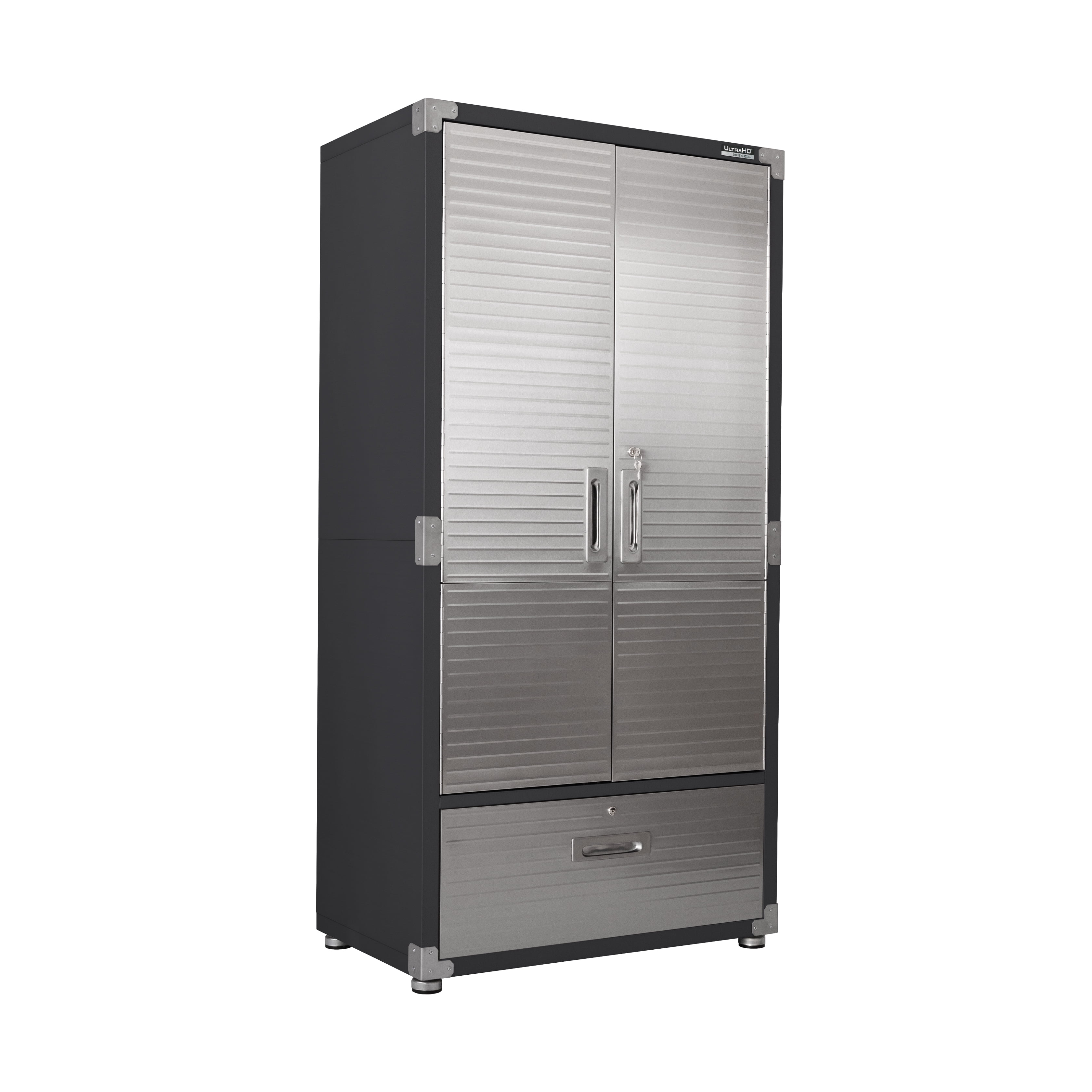 Seville Classics UltraHD® French Door Storage Cabinet with Drawer, 36" W x 18" D x 72" H