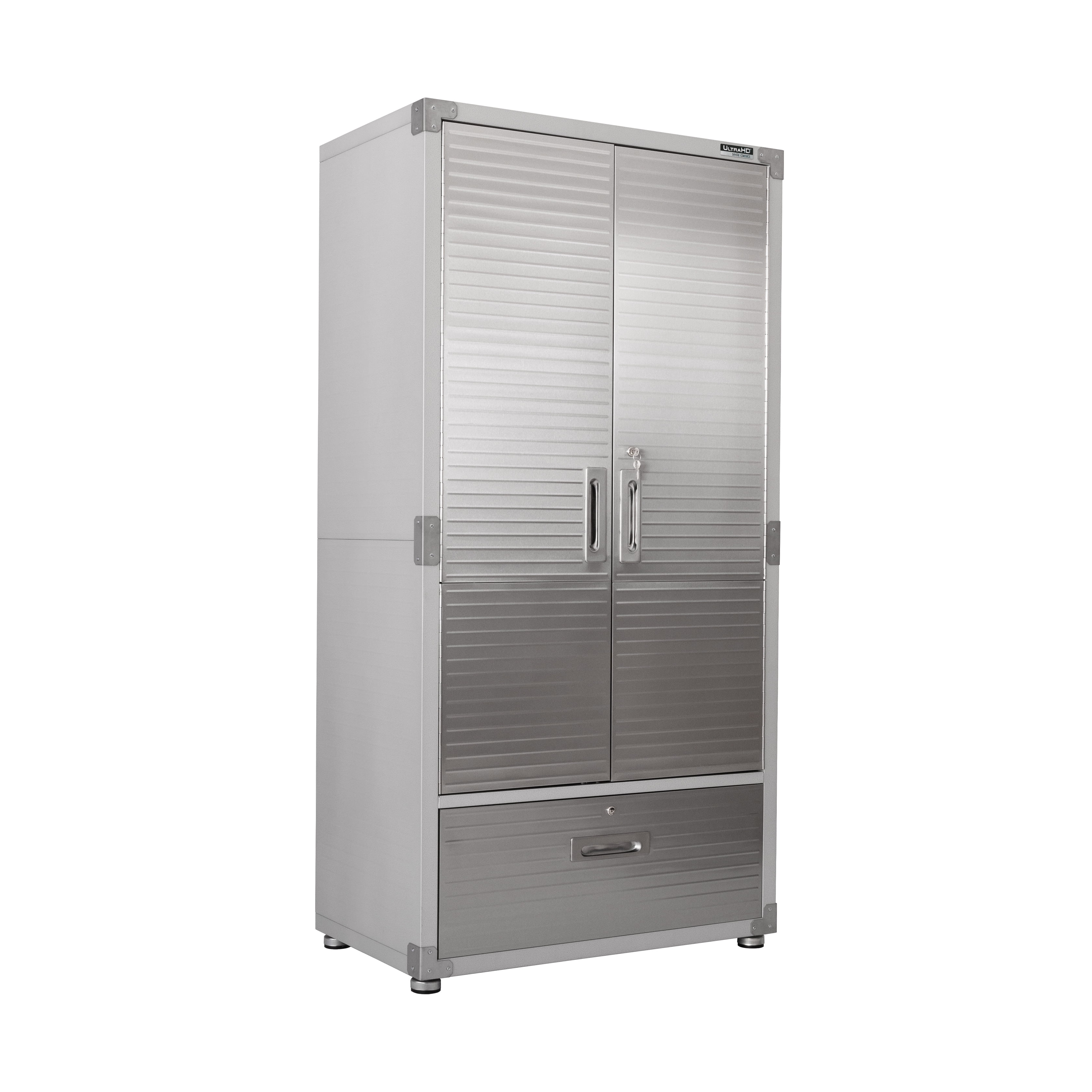 Seville Classics UltraHD French Door Storage Cabinet with Drawer, 36" W x 18" D x 72" H