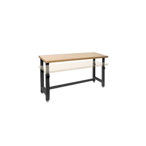 Seville Classics UltraHD Heavy Duty Commercial Height Adjustable Workbench w/Solid Wood Top, 1000 lbs. Weight Capacity, Graphite, 72" W x 25" D x 28.5" to 42" H