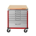 thumbnail image 1 of Seville Classics UltraHD Heavy Duty Rolling Cabinet Workbench Table w/ Solid Wood Top, Workstation for Garage, Office, Workshop, Red, 6-Drawer (28" W x 25" D, 1 of 10