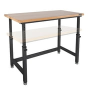 Seville Classics UltraHD  Heavy Duty Workbench Table w/ Solid Wood Top, 1000 lbs. Weight Capacity Workstation for Garage, Warehouse, Workshop, Graphite, 60" W x 24" D x 28.5" to 42" H Desktop