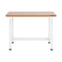 Seville Classics UltraHD® Height Adjustable 4-Foot Heavy-Duty Wood Top Workbench, 48" W x 24" D x (28" to 41.5" H), White