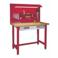thumbnail image 1 of Seville Classics UltraHD® Heavy Duty Commercial Lighted Workcenter Workbench w/ Wood Top and Pegboard, Red, 48" W x 24" D x 65.5" H, 1 of 10