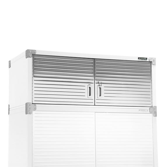 Seville Classics UltraHD® Stacking Top Steel Body Lockable Storage Cabinet Organizer Shelving Unit, 48" W x 24" D x 18.5" H, White