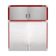 Seville Classics UltraHD  Stacking Top Steel Body Lockable Storage Cabinet Organizer Shelving Unit, 48 W x 24 D x 18.5 H, Red