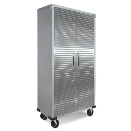 Seville Classics UltraHD Rolling Storage Cabinet, 36" W x 18" D x 72" H, Granite Gray