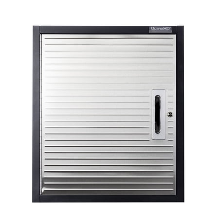 Seville Classics UltraHD® Solid Steel Lockable Metal Storage Wall Cabinet Organizer, w/ Adjustable Shelf, 24" W x 12" D x 28" H, Graphite