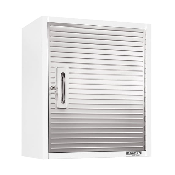 Seville Classics UltraHD® Solid Steel Lockable Metal Storage Wall Cabinet Organizer, w/ Adjustable Shelf, 24" W x 12" D x 28" H, White