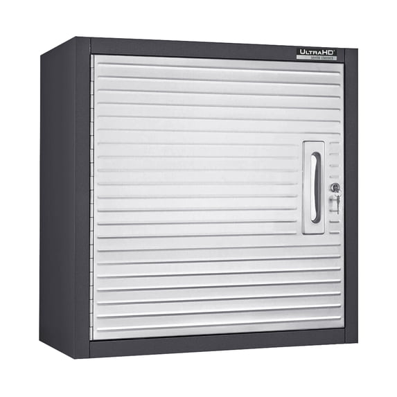 Seville Classics UltraHD Solid Steel Lockable Wall Cabinet Organizer, w/ Adjustable Shelf, Graphite, 24" W x 12" D x 24" H