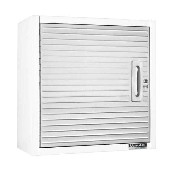 Seville Classics UltraHD Solid Steel Lockable Wall Cabinet Organizer, w/ Adjustable Shelf, White, 24" W x 12" D x 24" H