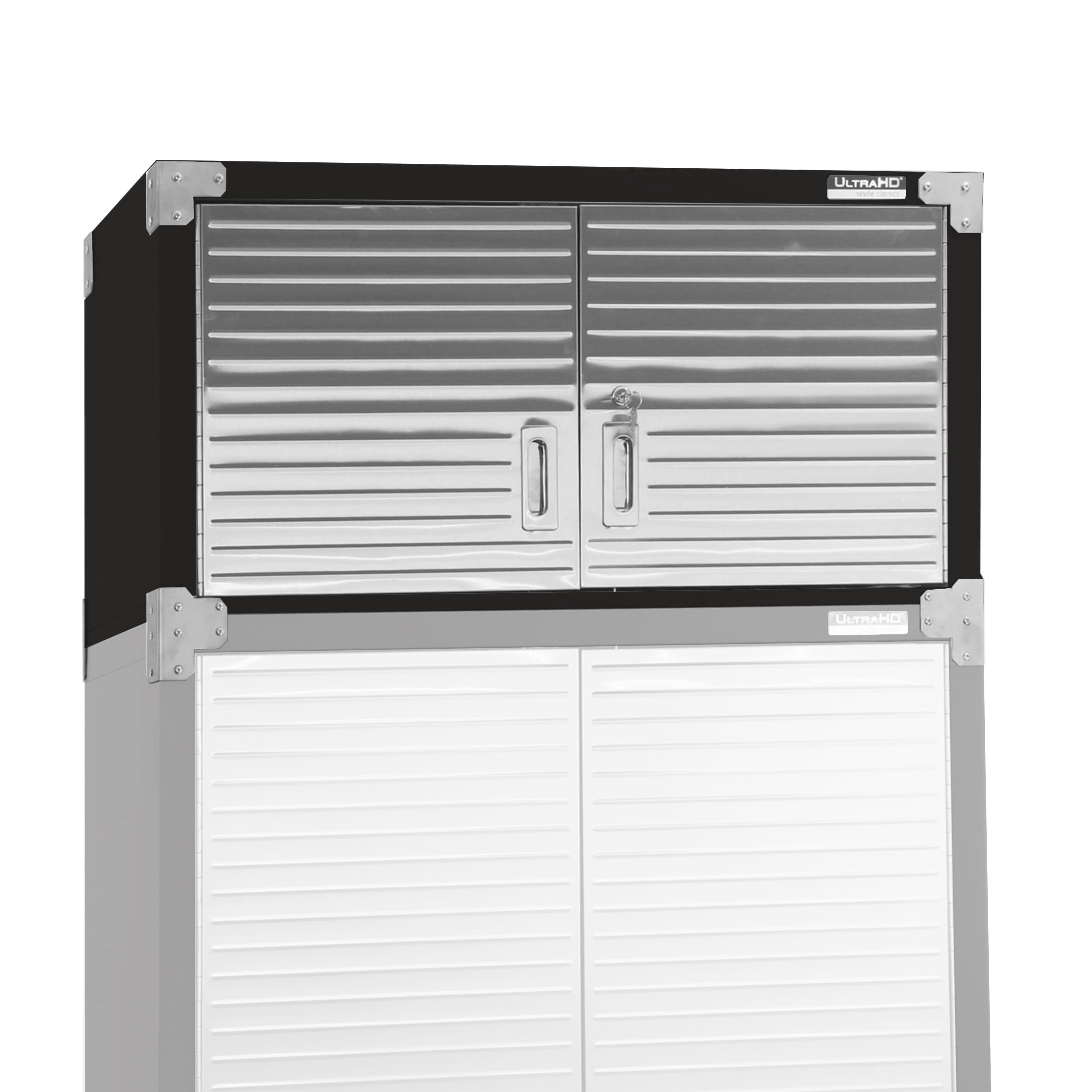 Seville Classics UltraHD® Stacking Top Steel Body Lockable Storage Cabinet Organizer Shelving Unit, 36" W x 18" D x 18.5" H, Graphite