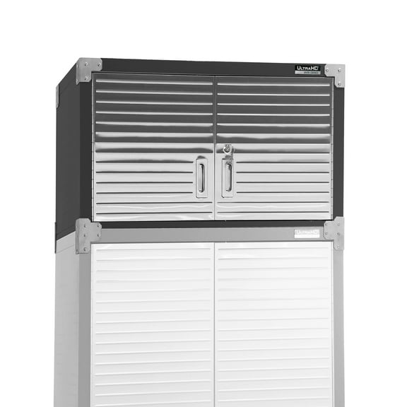 Seville Classics UltraHD® Stacking Top Steel Body Lockable Storage Cabinet Organizer Shelving Unit, 30" W x 18" D x 18.5" H, Graphite