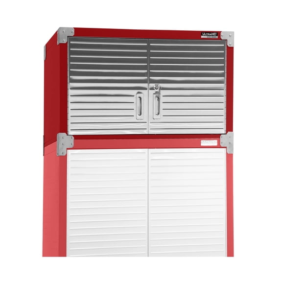 Seville Classics UltraHD® Stacking Top Steel Body Lockable Storage Cabinet Organizer Shelving Unit, 30" W x 18" D x 18.5" H, Red