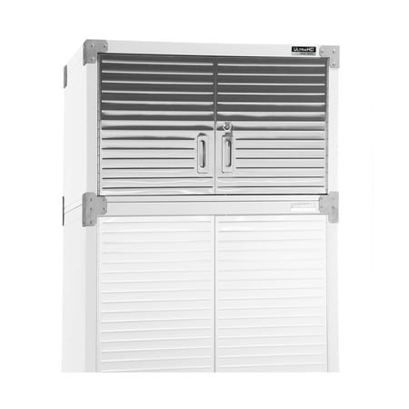 Seville Classics UltraHD® Stacking Top Steel Body Lockable Storage Cabinet Organizer Shelving Unit, 30" W x 18" D x 18.5" H, White