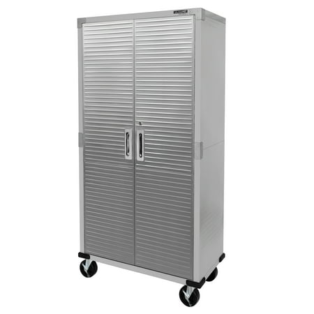 Seville Classics UltraHD Steel Body Lockable Storage Filing Cabinet Organizer Locker Shelving Unit 36" W x 18" D x 72" H, Granite Gray