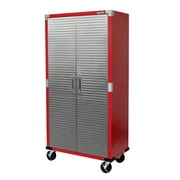 Seville Classics UltraHD Steel Body Lockable Storage Filing Cabinet Organizer Locker Shelving Unit 36" W x 18" D x 72" H, Red