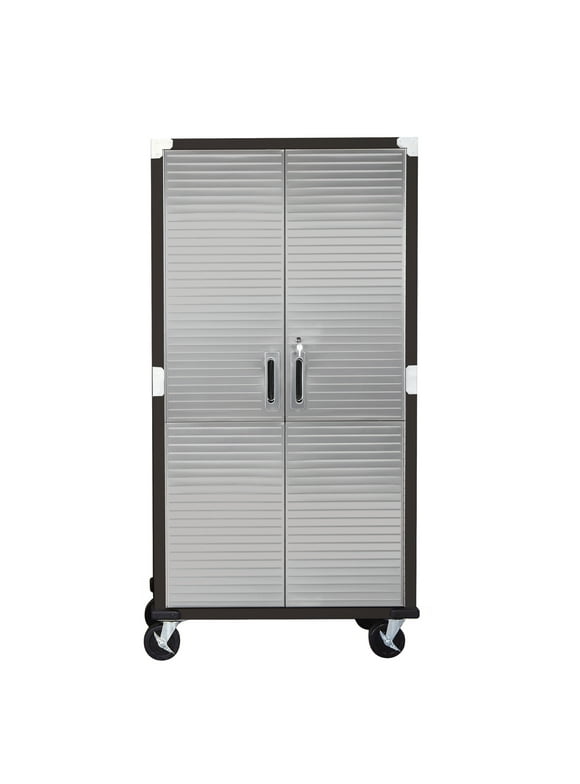 Seville Classics UltraHD Steel Body Lockable Storage Filing Cabinet Organizer Locker Shelving Unit 36" W x 18" D x 72" H, Satin Graphite